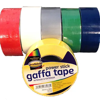 Gaffa Duct Tape Waterproof Gaffer Cloth Heavy Duty Strong Easy Tear 50m X 50mm • £7.36