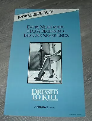 Dressed To Kill Promo Movie Pressbook 1980 Angie Dickinson Nancy Allen Thriller • $9.99