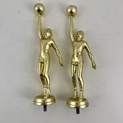 2 Vintage Metal Men’s Basketball Trophy Topper 8” Tall Preowned Gold Tone • $24.95