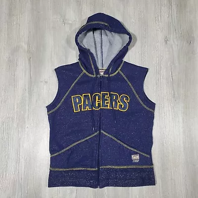 Women's Indiana Pacers Hardwood Classics Blue Sparkly Sleeveless Hoodie - Small • $19.99