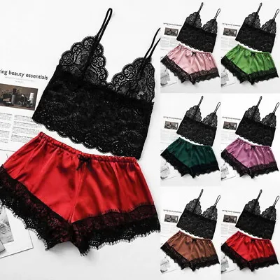 $13.16 • Buy Womens Lace Lingerie Set Ladies Sexy Sleepwear Vest Tops Shorts Nightwear S QM