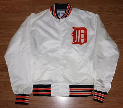 Rare 1980's DETROIT TIGERS  White Satin STARTER Baseball Jacket Size Large • $175