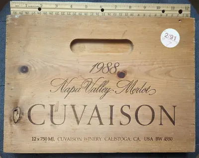 1988 Cuvaison  -Napa Valley Vintage Wine Wood Crate Panel - Merlot • $19.99