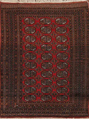 Vintage Geometric Bokhara Oriental Rug 4x6 Tribal Wool Hand-knotted Red Carpet • $792