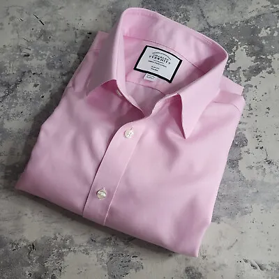 Charles Tyrwhitt Mens Pink Shirt 16.5  Extra Slim Fit French Cuff 35  Sleeve • £21.95