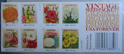 Forever USA Stamps Vintage Seed Packets 20 Total Stamps Mint New 160-73-129 • £65.92