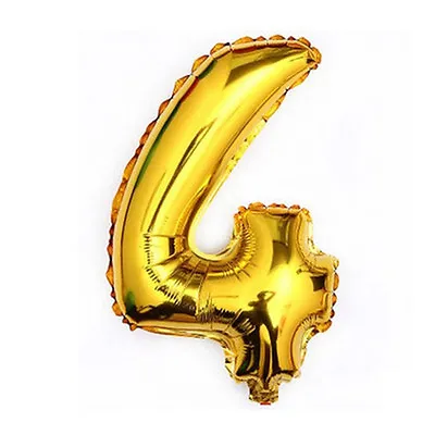 $4.99 • Buy 40  Metallic Gold Glossy Four Year Old Birthday Party Number 4 Float Balloon USA