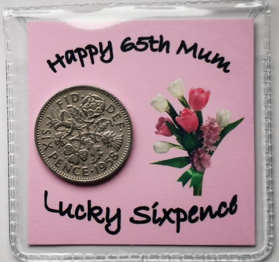 £2.99 • Buy 65th Birthday Mum Sixpence Gift *1958 Coin For 2023 -  *Pink Flower Design*