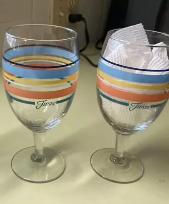 $29.95 • Buy Fiestaware 7” Wine Glasses Rare Libbey Mambo Set Of 2