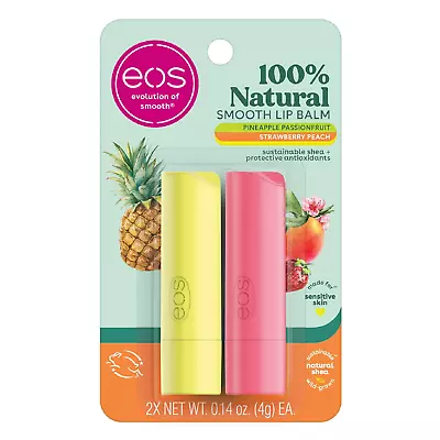 Eos 100% Natural Lip Balm Strawberry Peach And Pineapple Passionfruit • $12.32