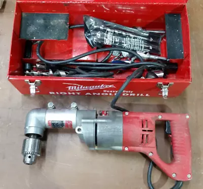 Milwaukee Right Angle Heavy Duty 1/2  Drill 1001-1 W/ Case And Bits • $120