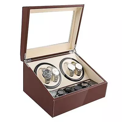 4+6 Automatic Rotation Leather Wood Watch Winder Storage Box Display Case • $54.99