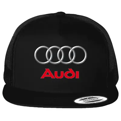 $22.99 • Buy Audi Car Auto Logo Emblem Printed On Black Hat Flat Bill Yupoong Trucker Cap
