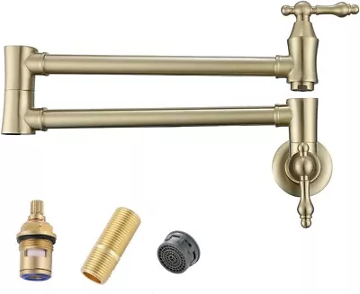 RANDOM Pot Filler Over Stove Faucet Brushed Gold Wall Mount Brass Kitchen - NEW • $99.99