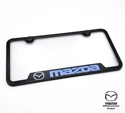 Black Plastic Notched License Plate Frame W/ Blue Mazda Script Logo • $22.95