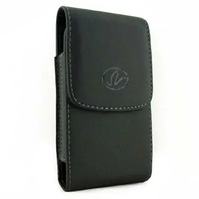 Black Vertical Leather Phone Side Case Cover Pouch Holder Belt Clip Holster A692 • $9.91