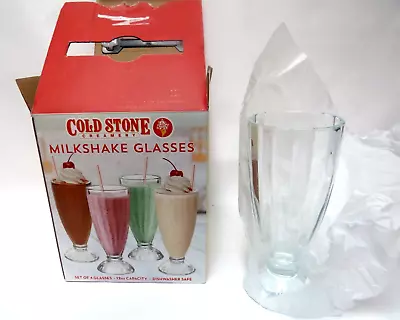 Set Of 4 Cold Stone Creamery Tall 12 Oz. Milkshake Glasses New In Open Box • $19.58