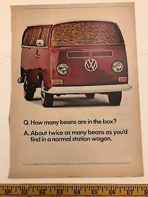 1968 VW Volkswagen Type 2 Station Wagon Microbus Kombi Camper Van Beans Print Ad • $4