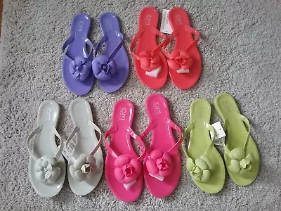 Ladies / Girls Jelly Flip Flops With Flower  Sizes Uk 3 - 8  Eu 36 - 41 • £1.95