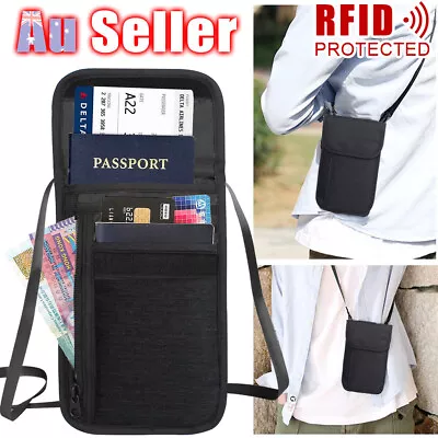 $15.55 • Buy RFID Passport Stash Security Pouch Card Holder Wallet Bag Blocking Travel Neck