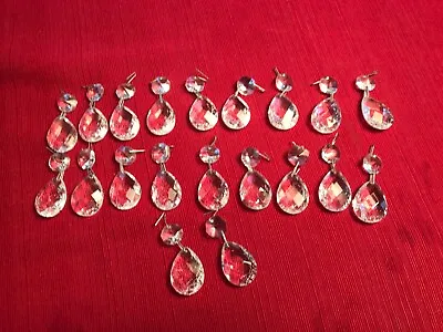 Vintage Prisms Crackle Glass Unique Lot Of 20 Teardrops  FREE SHIP • $25