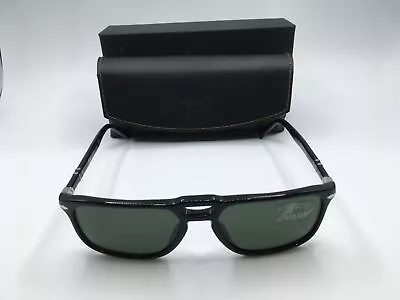 $99.99 • Buy Persol 0PO3273S Men's Black Frame Green Lens Square Sunglasses 55MM