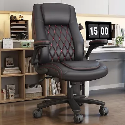 Leather Executive Office Chair High Back Computer Desk Chairs With Rubber Wheels • $157.99