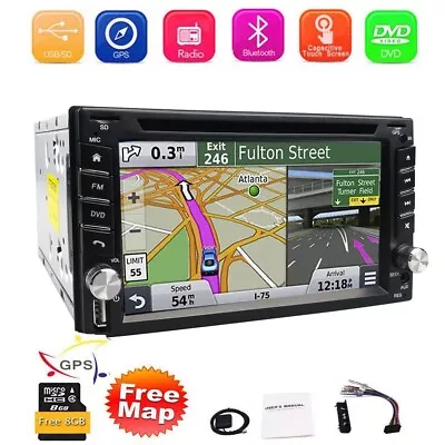 6.2  Car Stereo GPS Navigation Bluetooth Radio AM FM Double 2 Din CD DVD Player • $123.49