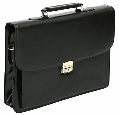 Executive Laptop Briefcase Business Satchel Work Case Shoulder Bag PU Leather • £29.99