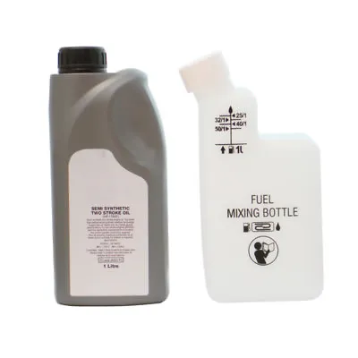 1 Litre Of 2 Stroke Oil & Fuel Petrol Mixing Bottle For Strimmer 25:1 40:1 50:1 • £9.99