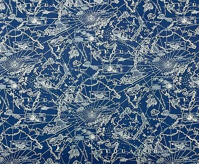 Tommy Bahama South Seas Nautical Blue Outdoor Indoor Multiuse Fabric Bty 54 W • $9.99