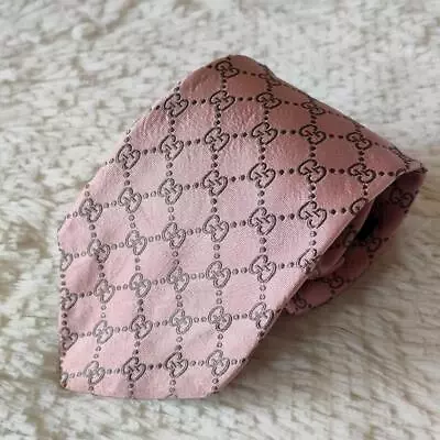 Excellent GUCCI TIE Authentic Gg Pattern Silk Pink Cleaned • $107.75