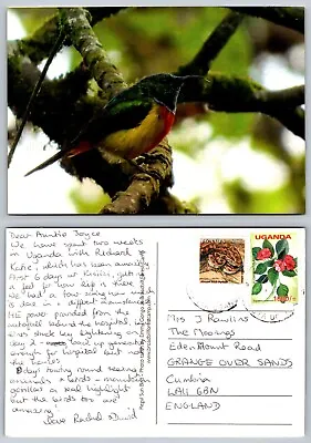 C22382 Regal Sun Bird   Uganda  Postcard 2015 Snake Stamp • £3.79