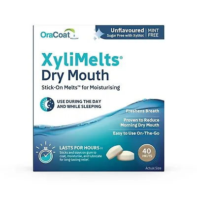 OraCoat XyliMelts - 40 Adhesive Discs Against Dry Mouth &Tooth Decay - Mint Free • £13.99