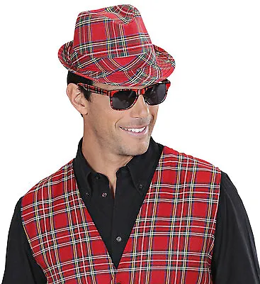 Red Tartan Waistcoat Adult Mens Ladies Punk Rock Scottish Fancy Dress Large XL • £16.99