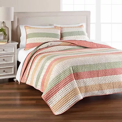 Martha Stewart Ditsy Corduroy KING Quilt MULTI - $260 • $66.50