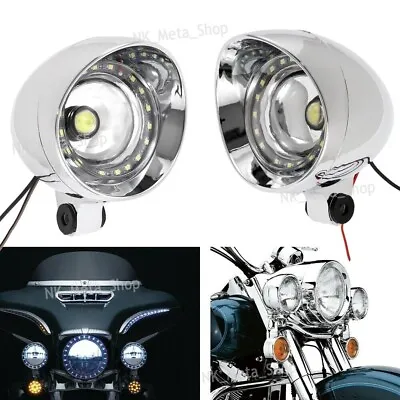 Motorcycle LED Driving Fog Light Passing Front Head Light For Harley Touring • $43.30