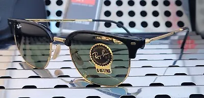 New Ray Ban New Clubmaster RB4416 601/31 Sunglasses Black- Gold W/G15 Green Lns • $159.95