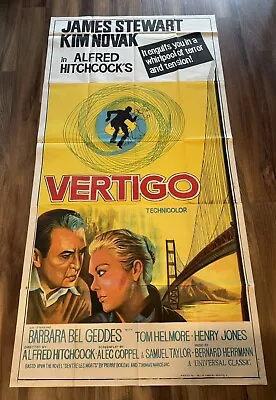 Vertigo 1958 Original 3 Sheet Movie Poster Hitchcock Stewart Novak - Very Good • $425