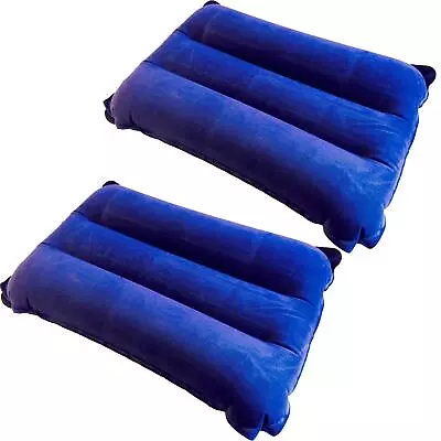 2x Blow Up Travel Pillows Inflatable Neck Cushions Rest Support Camping Flight • £4.99