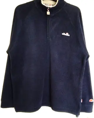 £5.99 • Buy Ellesse Vintage Fleece Jumper Blue 1/4 Zip Size Medium