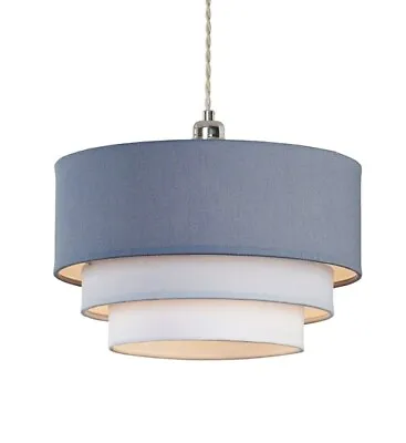 Modern 3 Tier Cotton Fabric Easy Fit Cylinder Pendant Ceiling Light Shades • £19.99