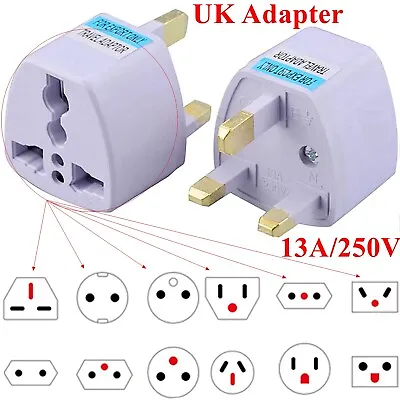 3x Universal Travel Adapter EU US AU 2 To UK 3 Pin Plug Converter Power Socket • £3.37