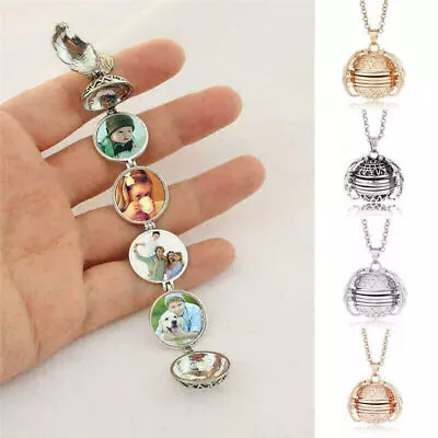 Expanding 4 Photo Locket Necklace Magic Ball Angel Wing Pendant Memorial Gift • $2.10