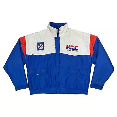 VINTAGE Honda Racing Jacket HRC Padded White Blue Red Made In England Men's 2XL • £79.95