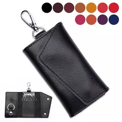 Genuine Leather Wallet Purse Bag Case Holder Key Ring Pouch Bag Safe Hanger Gift • $5.49