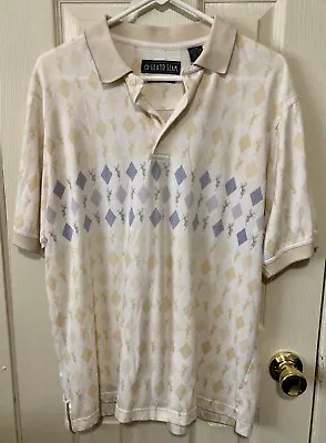 Vintage Grand Slam Penguin Polo Shirt Size Large Argyle Golf Print Short Sleeve • $14.36