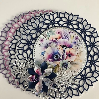 £1.50 • Buy Card Making 12 Base Layering Die Cuts+4 Toppers + Foliage+4 Hand Made Flowers