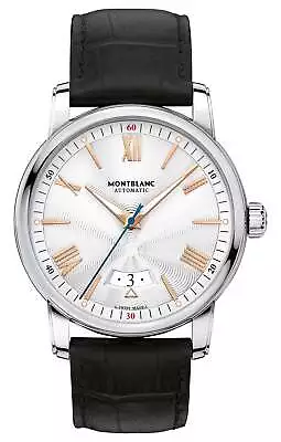 Montblanc 4810 Automatic Silver Dial Black Leather Strap Date Mens Watch 114841 • $1879