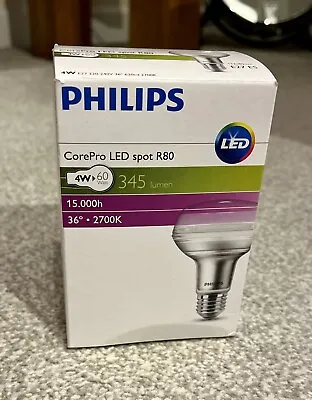 Philips R80 Reflector Bulb 4.2W=60W ES/E27 36° Warm White 2700K • £2